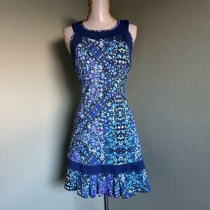 Sofibella Navy Floral Sleeveless Tennis Dress Sz S